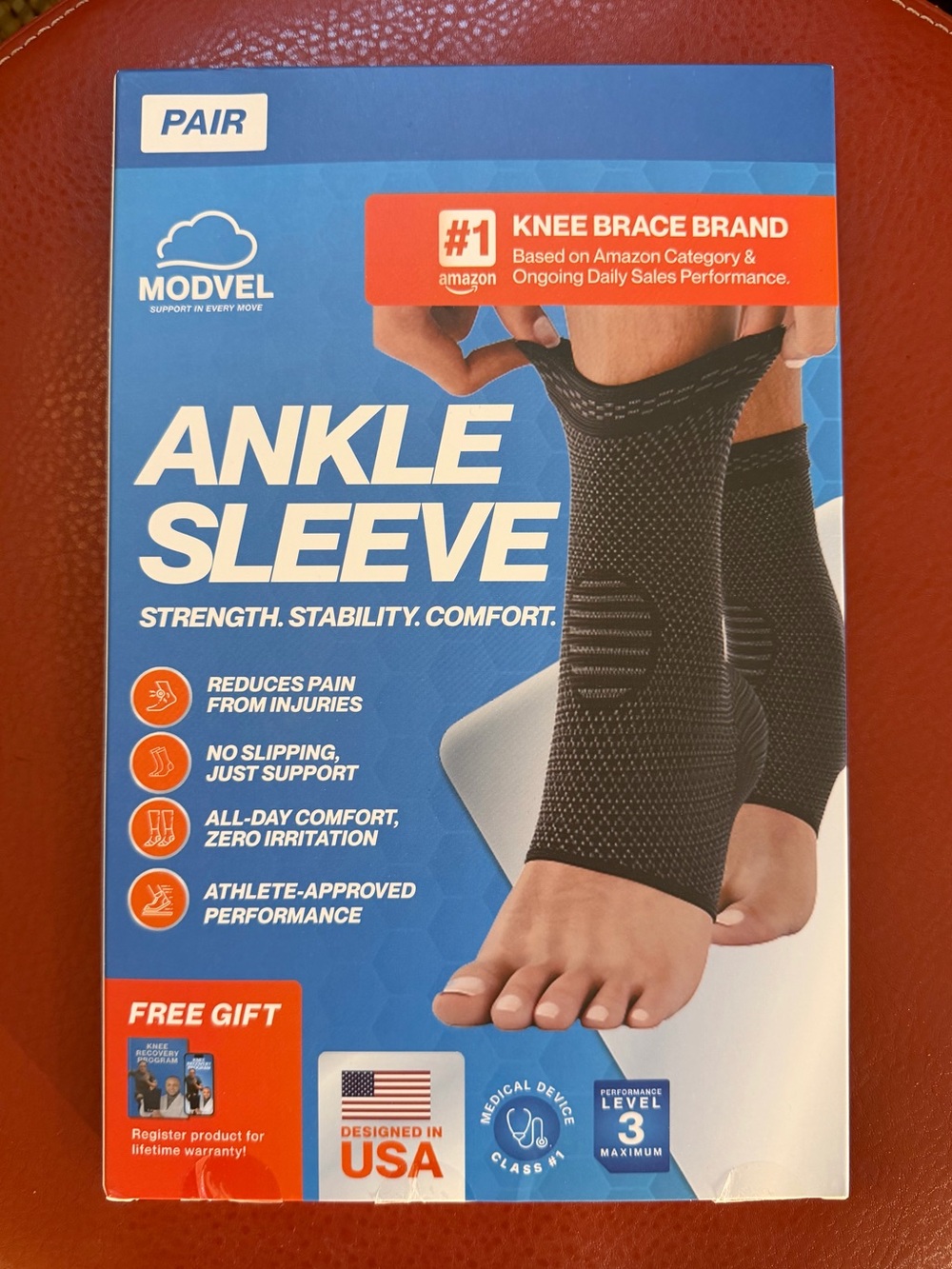 NWT MODVEL Pair of Black Ankle Sleeves - Compression Support